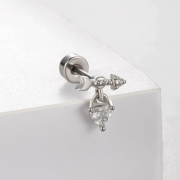 Titanium Steel Screw Rod Ear Bone Nail With Star Moon Butterfly Design For Women High Sense Niche Earrings With Zircon