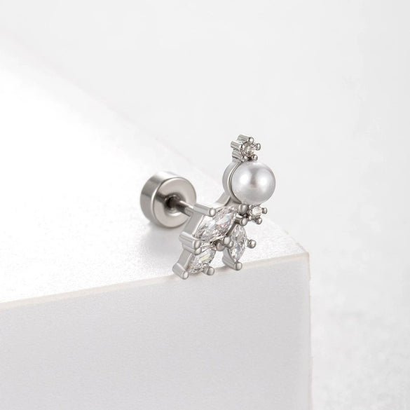 Titanium Steel Screw Rod Ear Bone Nail With Star Moon Butterfly Design For Women High Sense Niche Earrings With Zircon