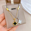 Titanium Steel Shell Fourleaf Flower Normcore Style Electroplating Unisex Cartoon Geometric Necklace