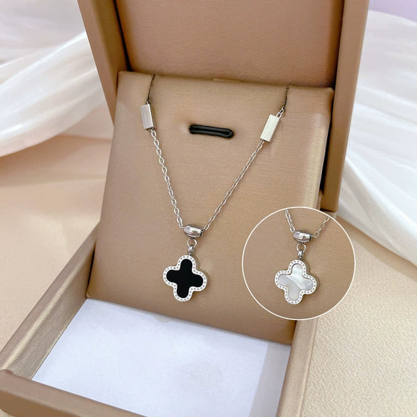 Titanium Steel Shell Fourleaf Flower Normcore Style Electroplating Unisex Cartoon Geometric Necklace