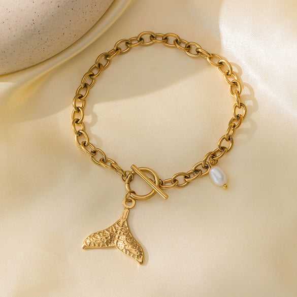Titanium Steel Shell Necklace With Marine Life Pattern Electroplated For Women Holiday Style Jewelry