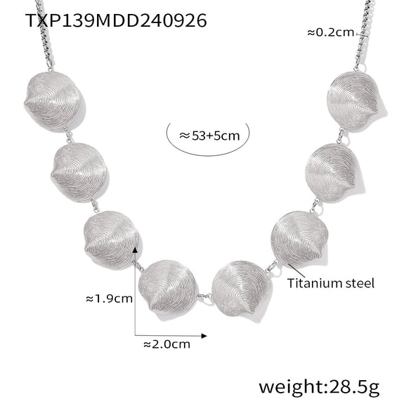 Titanium Steel Shell Pattern Jewelry Set With Electroplating Necklace And Earrings