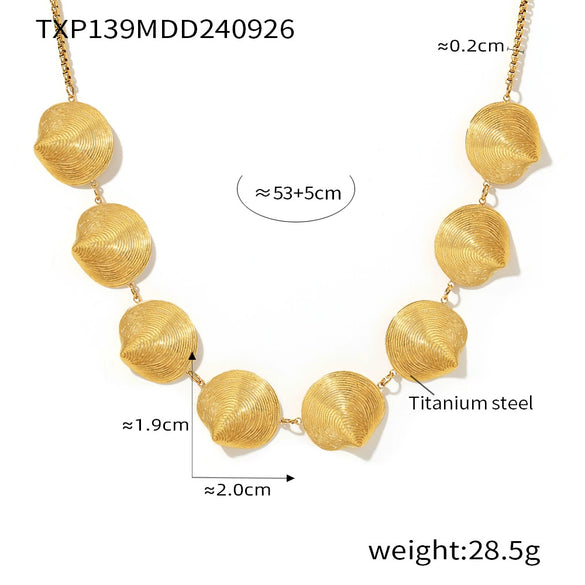 Titanium Steel Shell Pattern Jewelry Set With Electroplating Necklace And Earrings