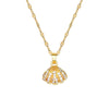 Titanium Steel Shell Pearl Necklace With Microinlaid Zircon Geometric Cartoon Style For Unisex