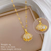 Titanium Steel Shell Pearl Necklace With Microinlaid Zircon Geometric Cartoon Style For Unisex
