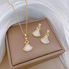 Titanium Steel Shell Skirt Microinlaid Geometric Electroplated Women's Necklace Earrings Set
