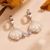 Titanium Steel Shell With Diamond Women's Necklace And Earrings Set Plant Flowers Pattern