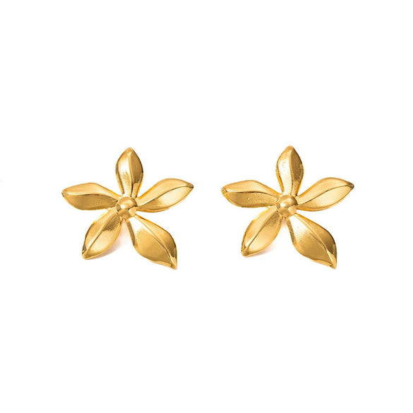 Titanium Steel Simple Fivepetal Flower Electroplated Earrings For Women