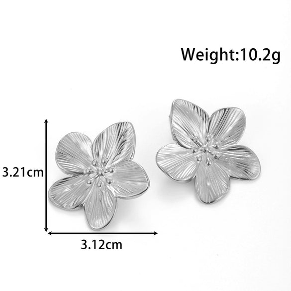 Titanium Steel Simple High End Sense Starfish Geometric Flower Earrings With Electroplating For Women