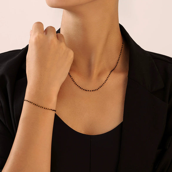 316L Stainless Steel Simple Rice Bead Jewelry Electroplated Bracelet Necklace Unisex