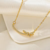 Titanium Steel Simple Style Classic Style Inlay Bow Knot Diamond Pendant Necklace
