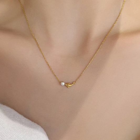 Stainless Steel Simple Style Classic Style Solid Color Pendant Necklace