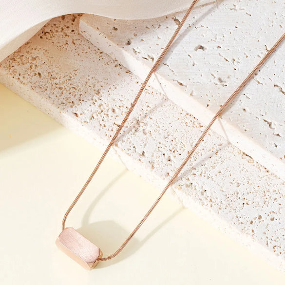 Wholesale Jewelry Simple Style Geometric Customization Laser Engraving Titanium Steel 18K Gold Plated Plating Pendant Necklace