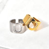 Titanium Steel Simple Style Solid Color Hollow Out Inlay Zircon Open Rings