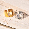 Titanium Steel Simple Style Solid Color Hollow Out Inlay Zircon Open Rings