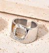 Titanium Steel Simple Style Solid Color Hollow Out Inlay Zircon Open Rings