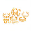 Titanium Steel Simple Versatile Hollow Pattern Ring And Adjustable Bracelet With Electroplating