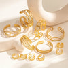 Titanium Steel Simple Versatile Hollow Pattern Ring And Adjustable Bracelet With Electroplating