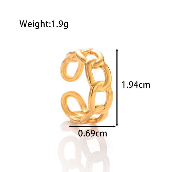 Titanium Steel Simple Versatile Hollow Pattern Ring And Adjustable Bracelet With Electroplating