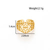 Titanium Steel Simple Versatile Hollow Pattern Ring And Adjustable Bracelet With Electroplating