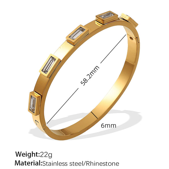 316L Stainless Steel Sixpointed Star Buckle Bracelet 18K Goldplated With Zircon