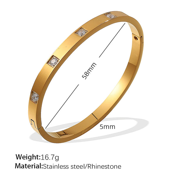 316L Stainless Steel Sixpointed Star Buckle Bracelet 18K Goldplated With Zircon