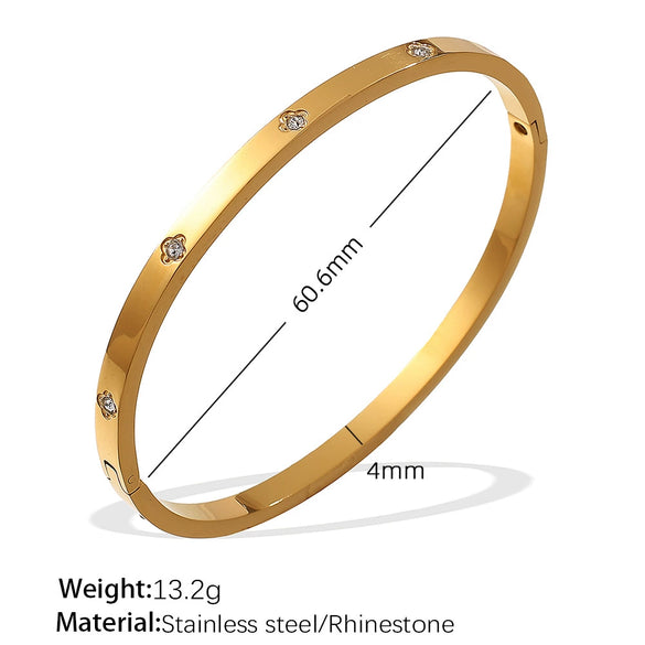 316L Stainless Steel Sixpointed Star Buckle Bracelet 18K Goldplated With Zircon