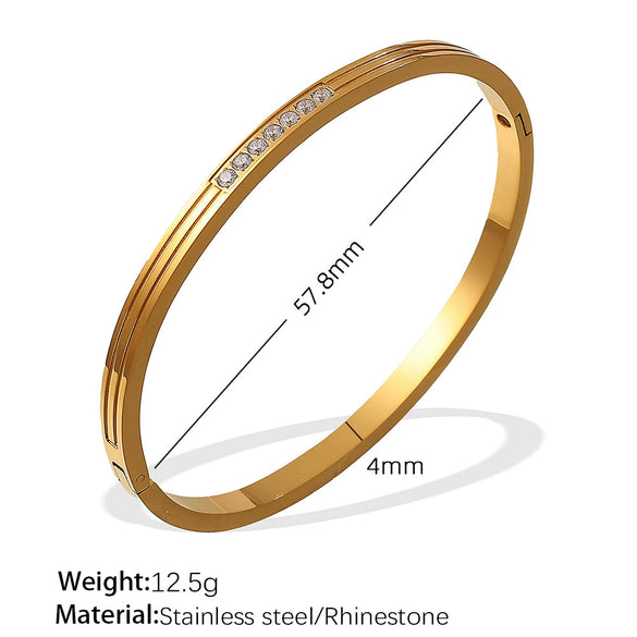 316L Stainless Steel Sixpointed Star Buckle Bracelet 18K Goldplated With Zircon
