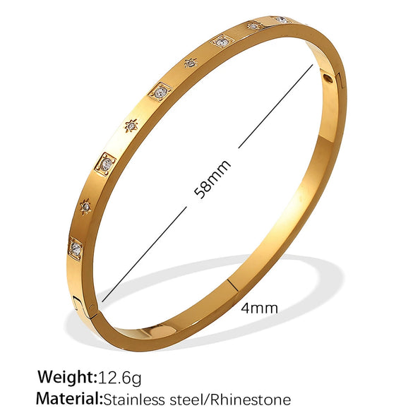 316L Stainless Steel Sixpointed Star Buckle Bracelet 18K Goldplated With Zircon