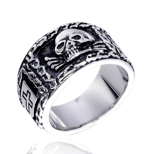Titanium Steel Skull Ring For Men Electroplated