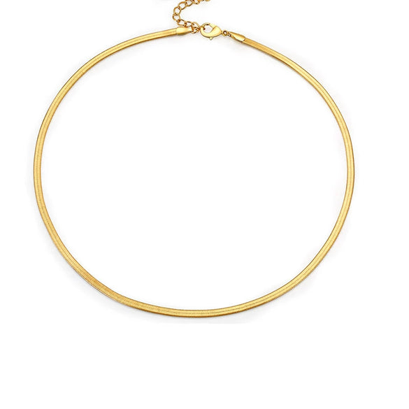 Titanium Steel Snake Bone Chain Electroplated Women's Niche Thin All Match Necklace With Geometric Design