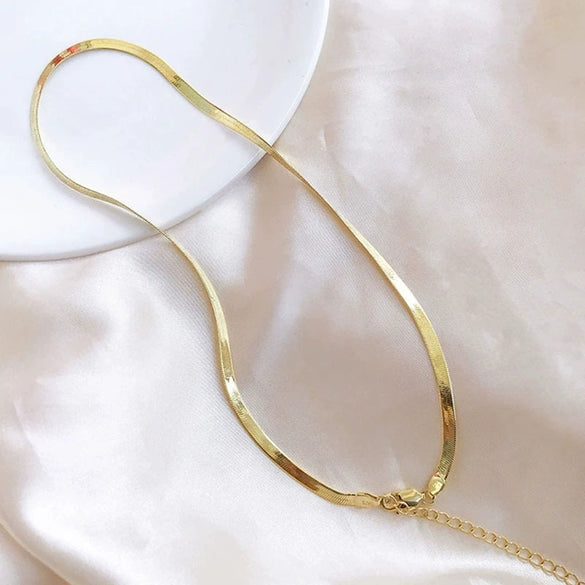 Titanium Steel Snake Bone Chain Electroplated Women's Niche Thin All Match Necklace With Geometric Design