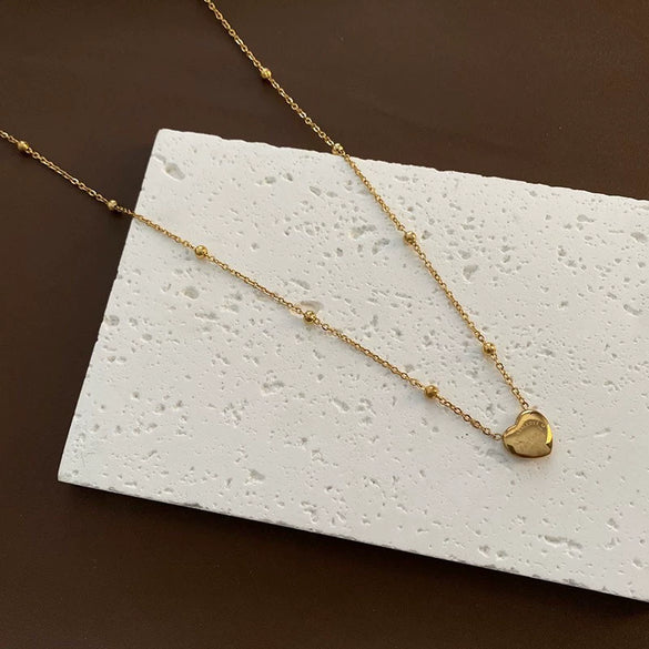 Titanium Steel Snake Bone Chain Necklace With Geometry Pendant For Women Real Gold Plating