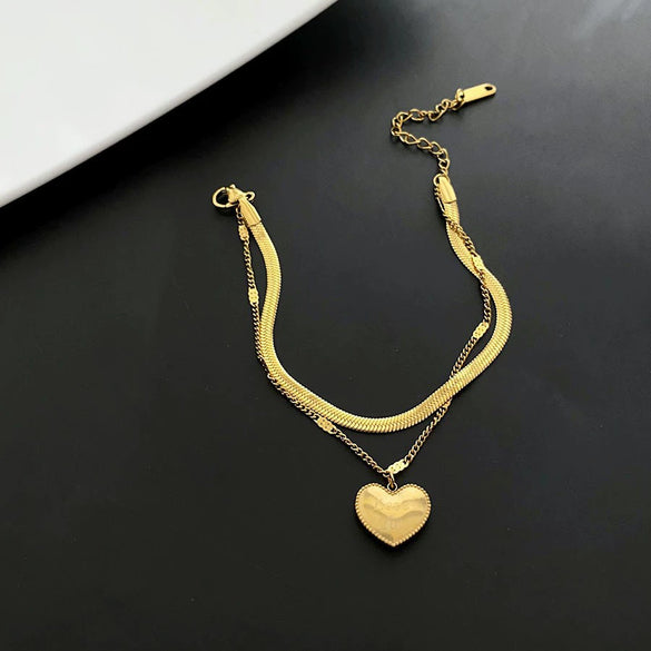 Titanium Steel Snake Bone Chain Necklace With Geometry Pendant For Women Real Gold Plating