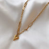 Titanium Steel Snake Bone Chain Necklace With Geometry Pendant For Women Real Gold Plating