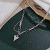Titanium Steel Snake Bone Chain Necklace With Geometry Pendant For Women Real Gold Plating