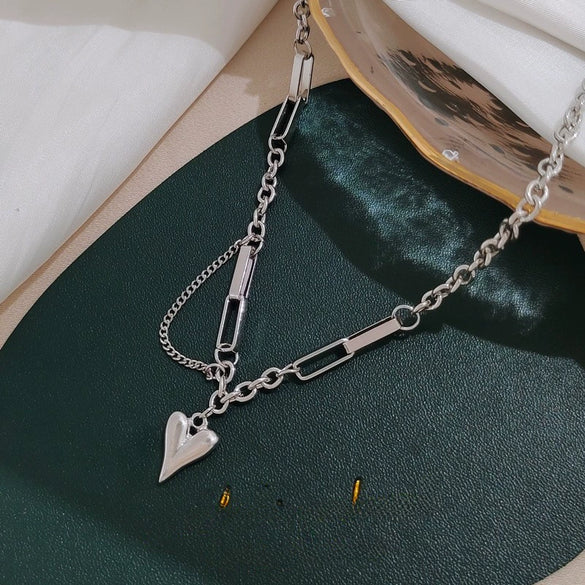 Titanium Steel Snake Bone Chain Necklace With Geometry Pendant For Women Real Gold Plating
