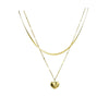 Titanium Steel Snake Bone Chain Necklace With Geometry Pendant For Women Real Gold Plating