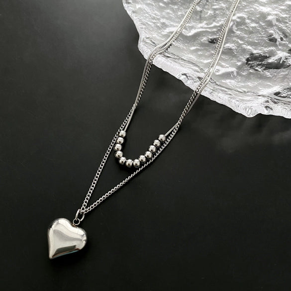 Titanium Steel Snake Bone Chain Necklace With Geometry Pendant For Women Real Gold Plating
