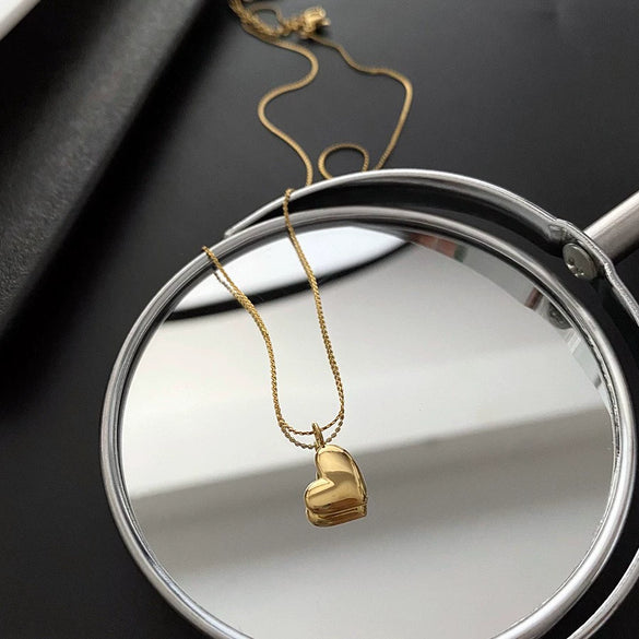 Titanium Steel Snake Bone Chain Necklace With Geometry Pendant For Women Real Gold Plating