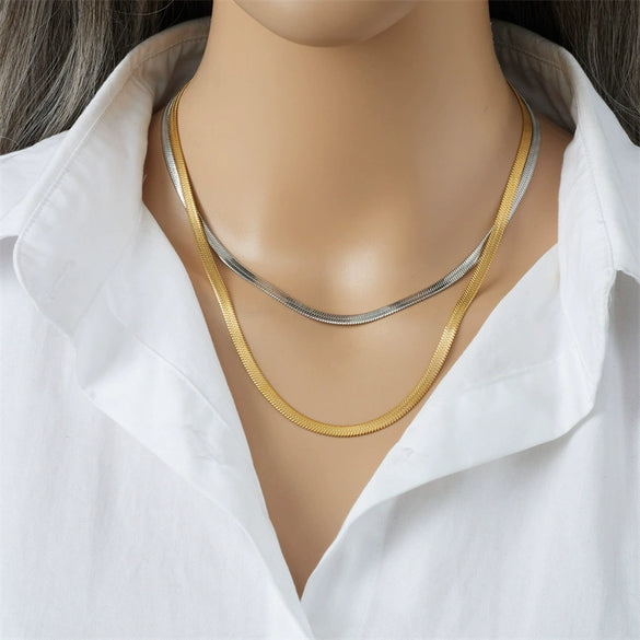 Titanium Steel Snake Bone Chain Necklace Women's Geometric Electroplated Simple Style Light Luxury Accessories