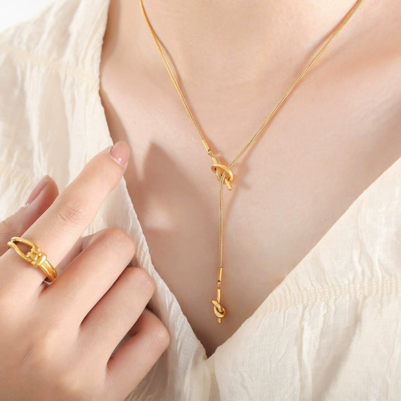316L Stainless Steel Snake Bone Chain With Geometric Design Electroplated Long Neck Chain Accessories For Girls