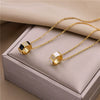 Titanium Steel Snake Bone Pendant Necklace With Drop Shape Pattern Rose Gold Electroplated Simple Cartoon Style
