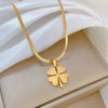 Titanium Steel Snake Chain Four Leaf Flower Geometric Style Electroplated Unisex Necklace