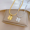 Titanium Steel Snake Chain Four Leaf Flower Geometric Style Electroplated Unisex Necklace