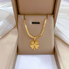 Titanium Steel Snake Chain Four Leaf Flower Geometric Style Electroplated Unisex Necklace
