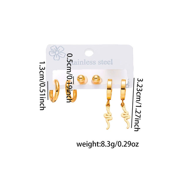 Titanium Steel Snakeshaped Electroplated Women's Light Luxury Style Earrings