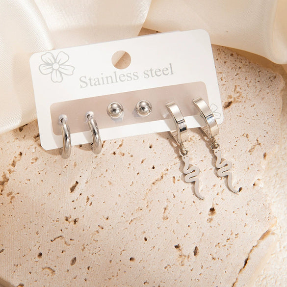 Titanium Steel Snakeshaped Electroplated Women's Light Luxury Style Earrings