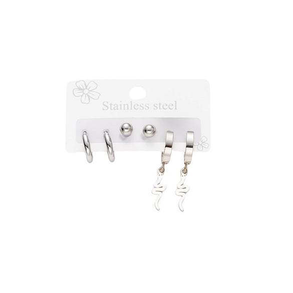 Titanium Steel Snakeshaped Electroplated Women's Light Luxury Style Earrings