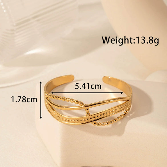 Titanium Steel Snakeshaped Ginkgo Leaf Cold Style Simple Allmatch Opening Adjustable Bracelet Electroplated